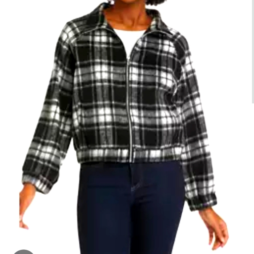 Philosophy XL Black and White Plaid Teddy Jacket